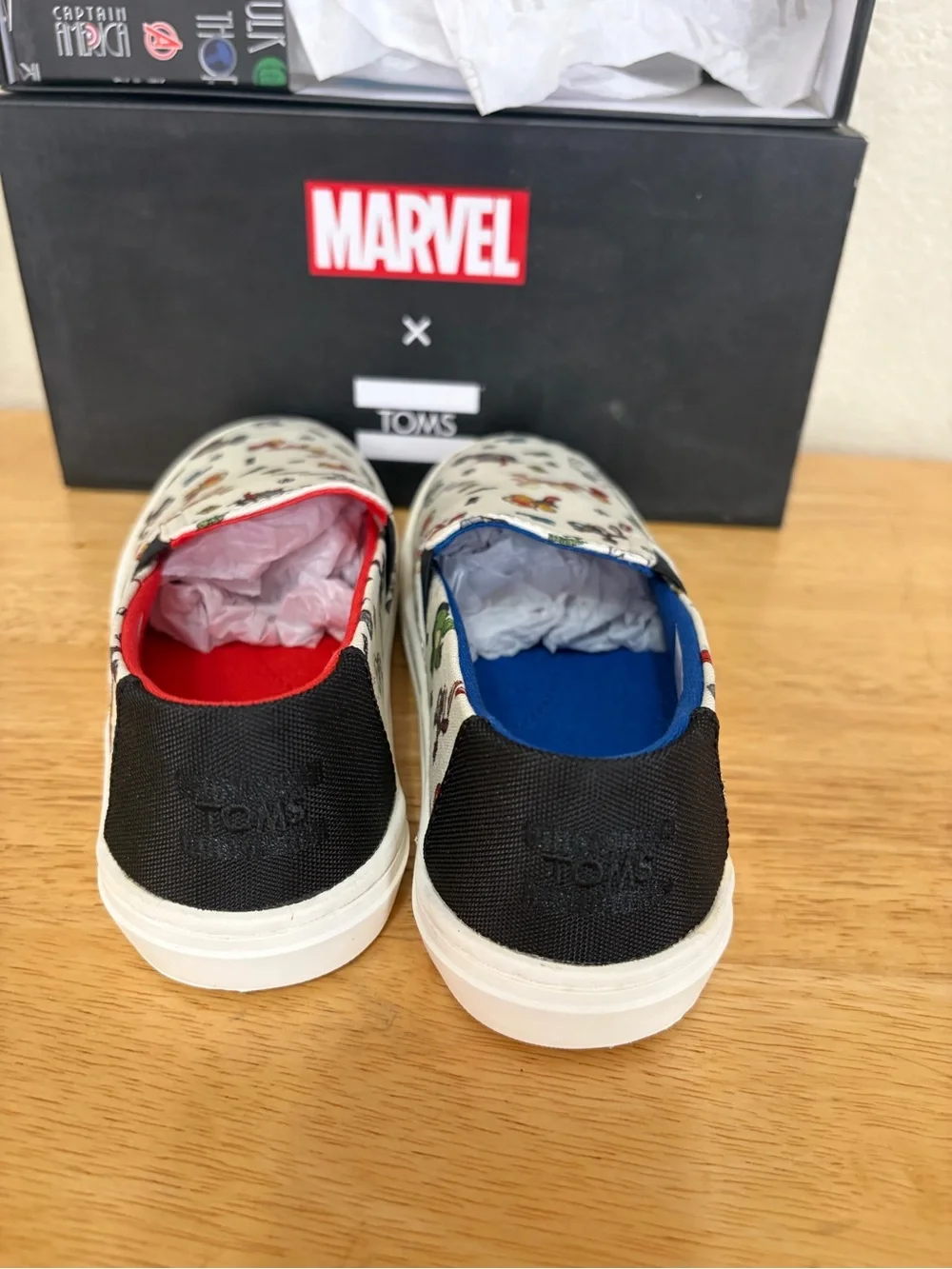 Toms Marvel Kids' Slip-On Luca Antique White Marvel How to Print 13.5 Sneakers